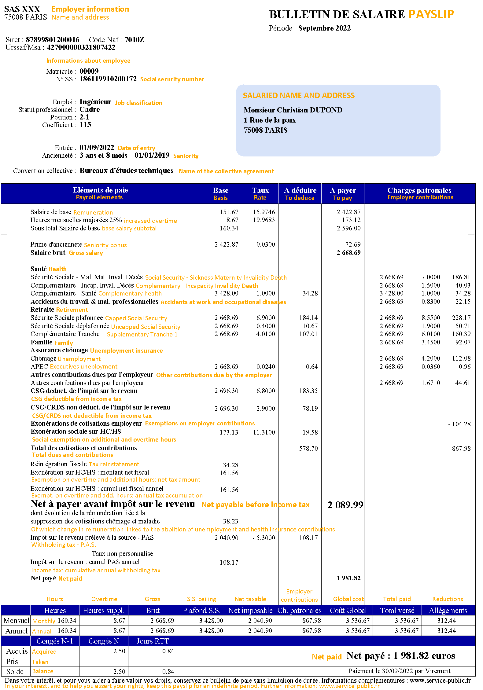 FBA French Business Advice Description and English translation of